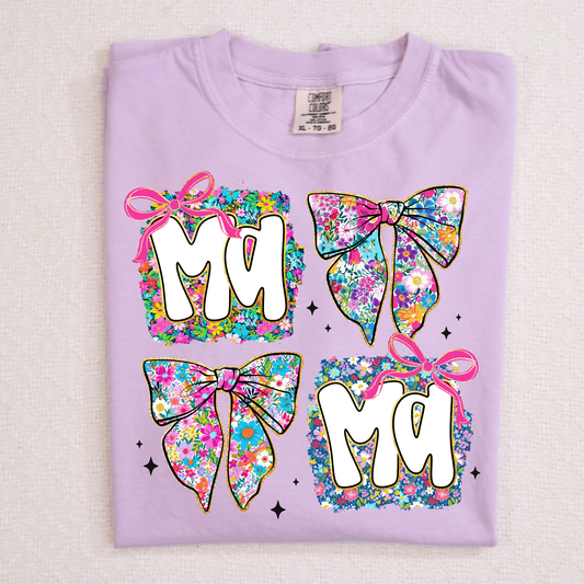 Floral Mama/Bow Grid Full Color DTF Transfer