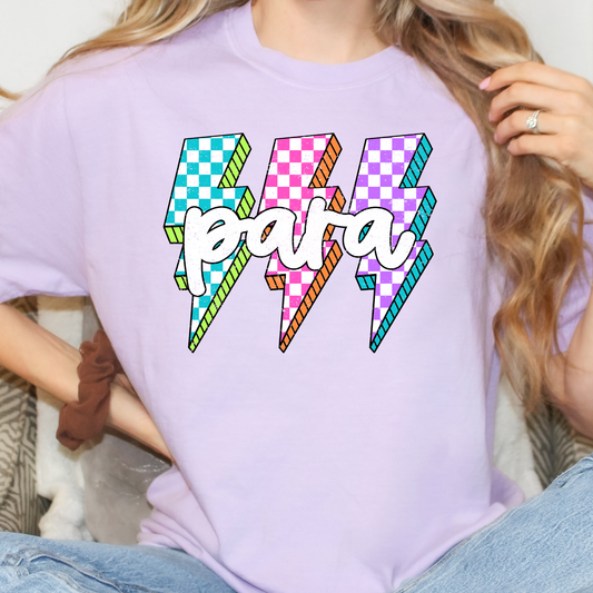 PARA Multi Color Checkered Lighting Bolts Full Color DTF Transfer