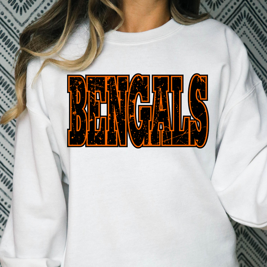 Bengals Black/Orange Distressed Full Color DTF Transfer