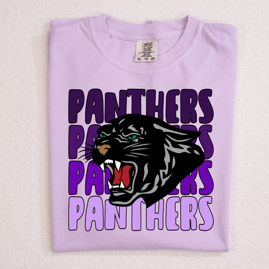 Panthers Repeat (Multi Color Purple) Full Color DTF Transfer