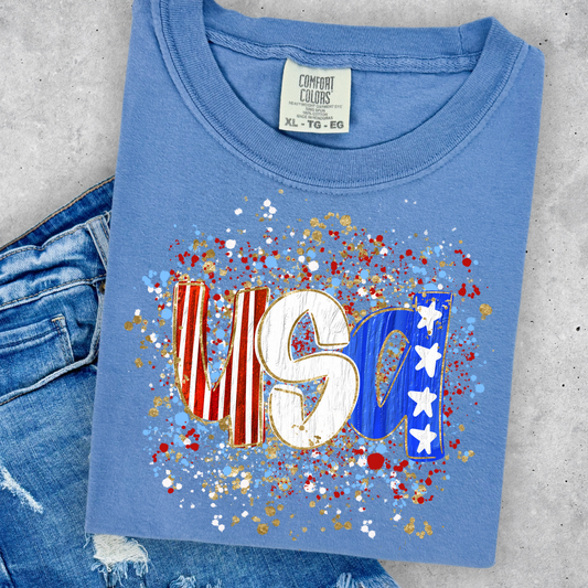 USA Stars/Stripes (Paint Splatter) Full Color DTF Transfer