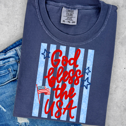 God Bless The USA (Stipes) Full Color DTF Transfer