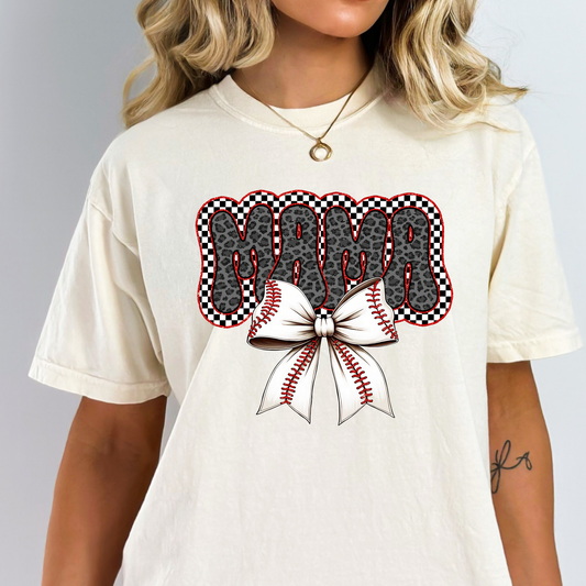 Baseball Mama (Leopard/Checkered) Full Color DTF Transfer