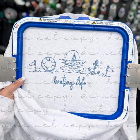 Boating Life (Line Art) Embroidered Sweatshirt/T-Shirt