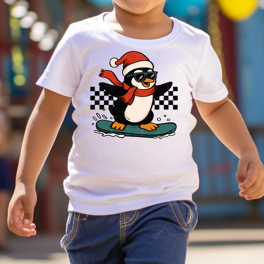 Skating Penguin Full Color DTF Transfer