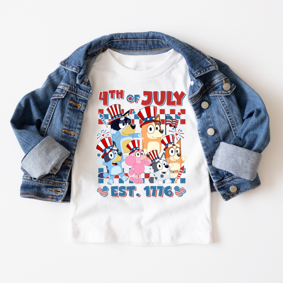 4th of July Bluey Est 1776 Full Color DTF Transfer