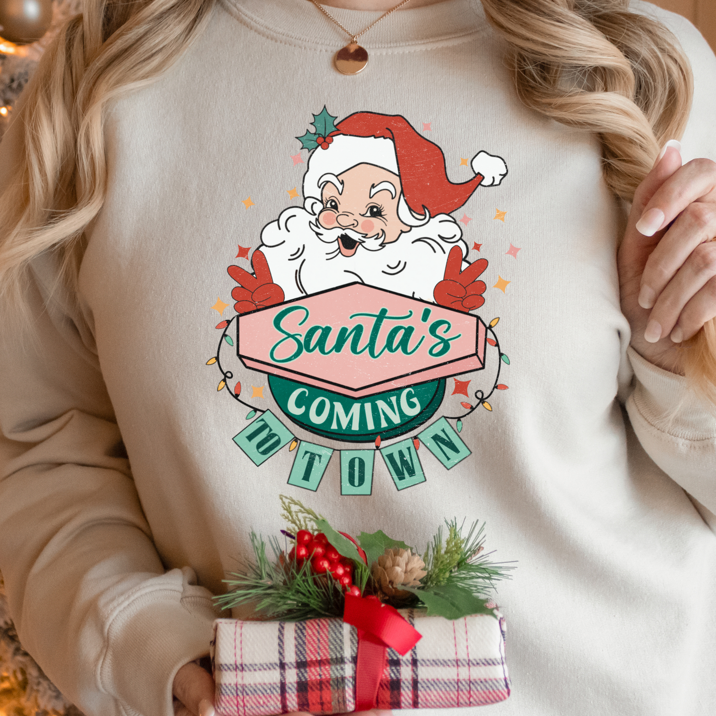 Santas Coming To Town Full Color DTF Transfer