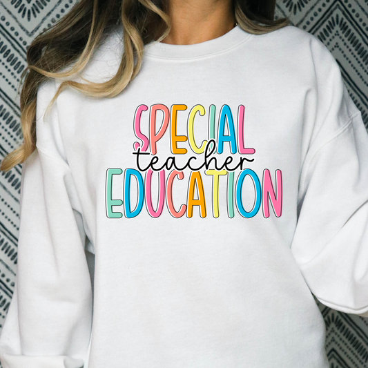 Special Education Teacher (multi color stacked) Full Color DTF Transfers