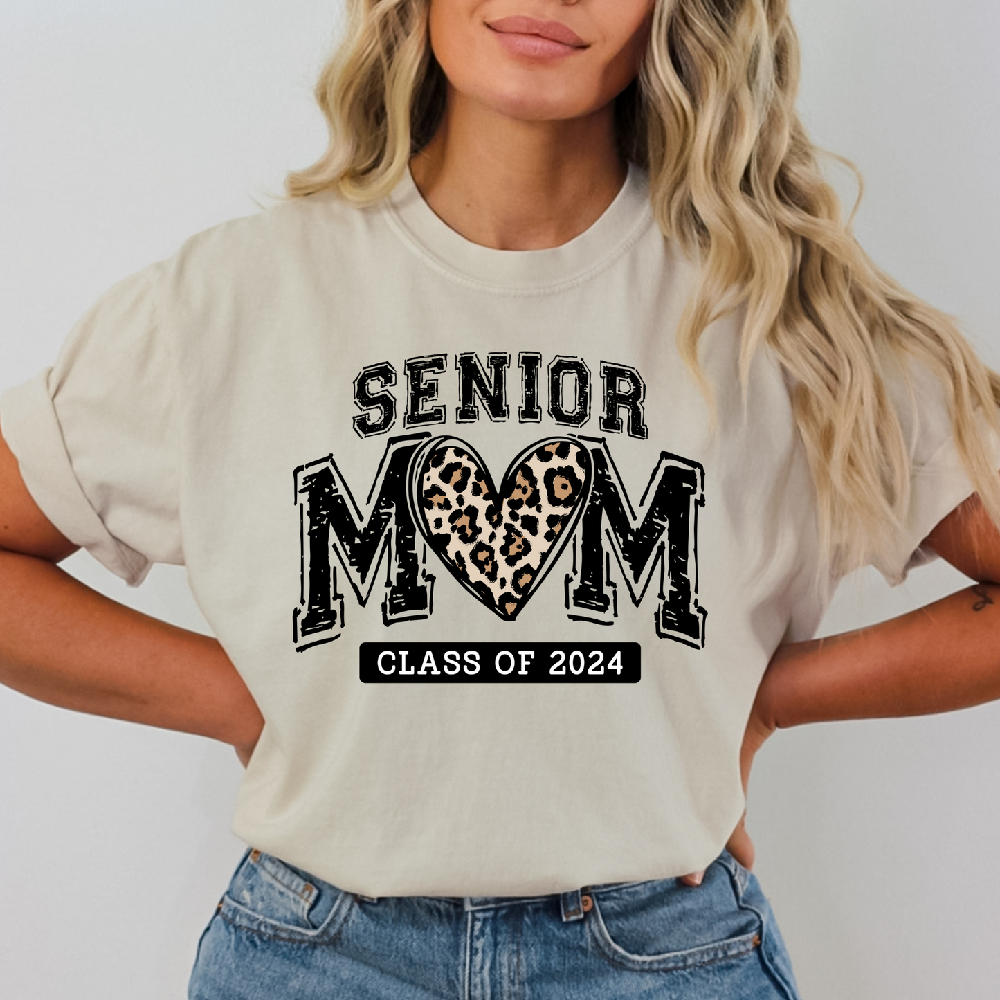 Senior Mom (Leopard Heart) Class of 2024 Full Color DTF Transfer