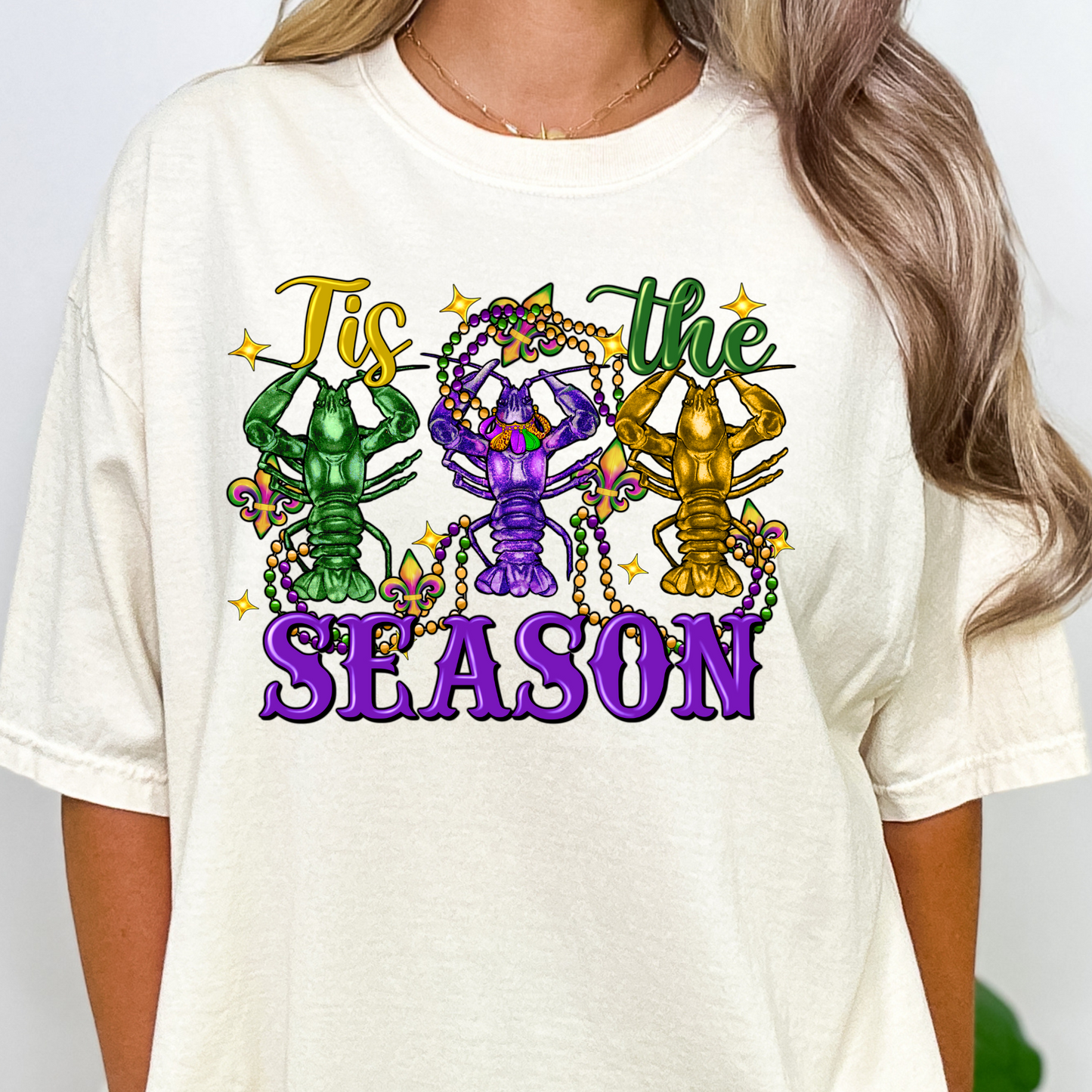 Tis The Season Mardi Gras Crawfish Full Color DTF Transfers