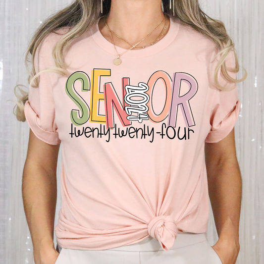 Senior 2024 (Multi Color Outlined) Full Color DTF Transfers