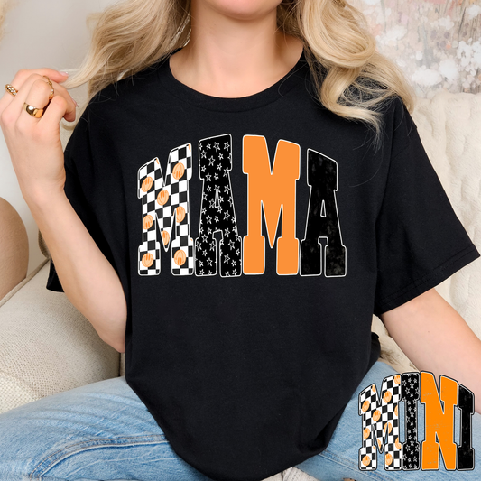 Mama (Checkered Smiley, Star, Orange) Full Color DTF Transfer
