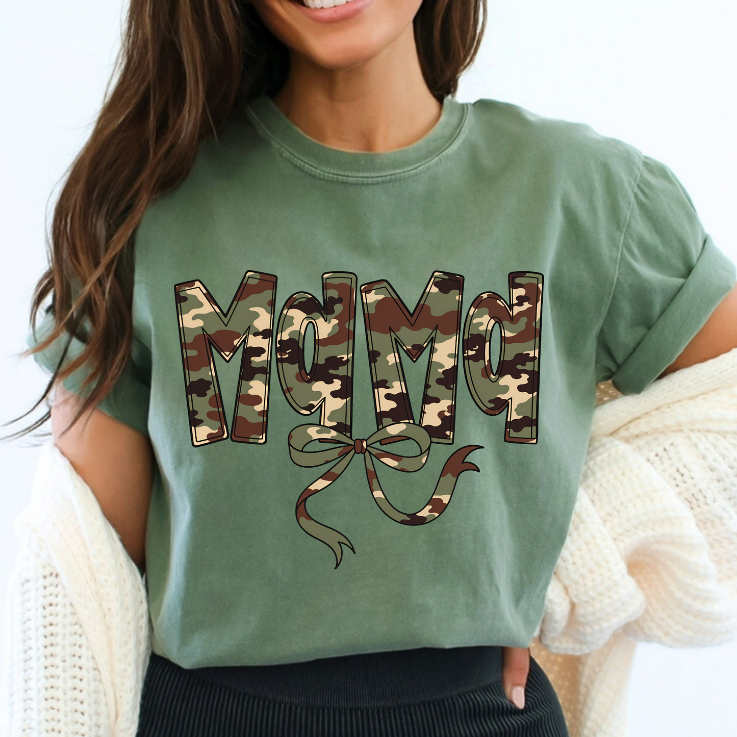 Camo Mama w/Bow Full Color DTF Transfer