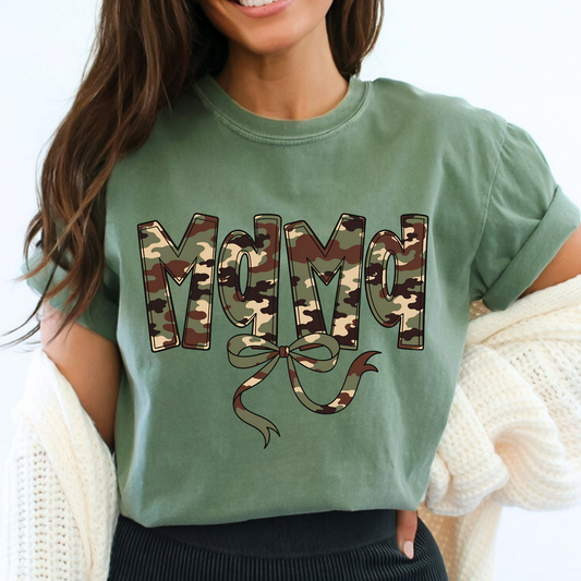 Camo Mama w/Bow Full Color DTF Transfer