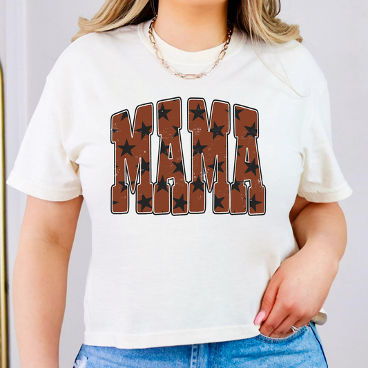 Mama (Brown w/Black Stars) Full Color DTF Transfer