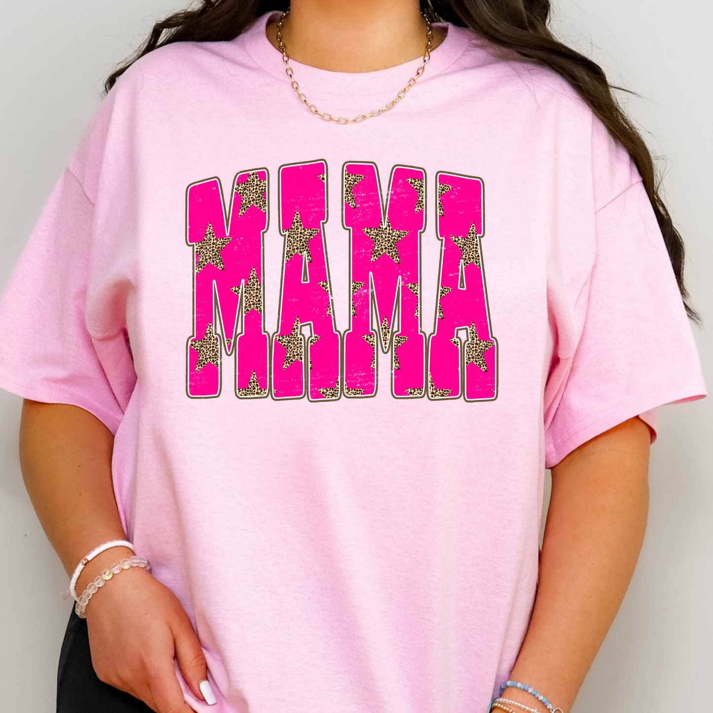 Mama (Pink, Leopard Star) Full Color DTF Transfer