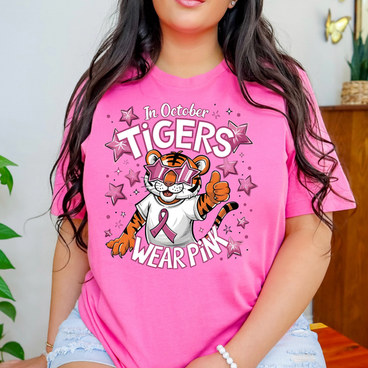 In October Tigers Wear Pink Full Color DTF Transfer