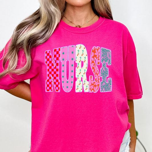 Nurse (Pinks, Cherries, Floral) Full Color DTF Transfer