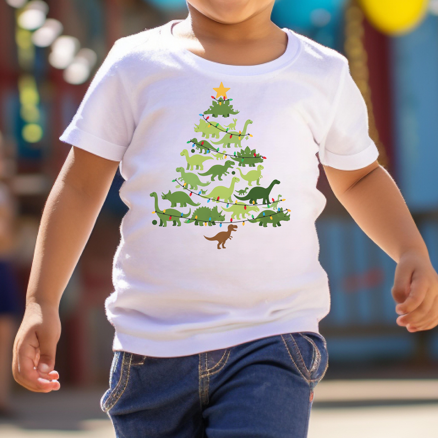 Dinosaur Christmas Tree Full Color DTF Transfer