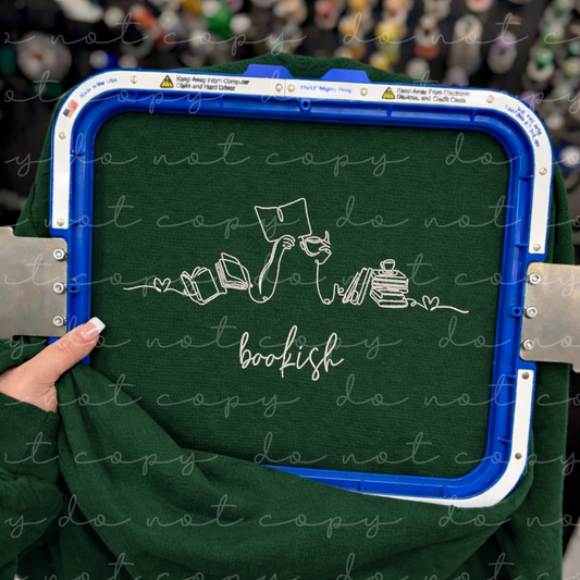Bookish (Line Art) Embroidered Sweatshirt/T-Shirt
