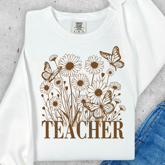 Floral Teacher Full Color DTF Transfer