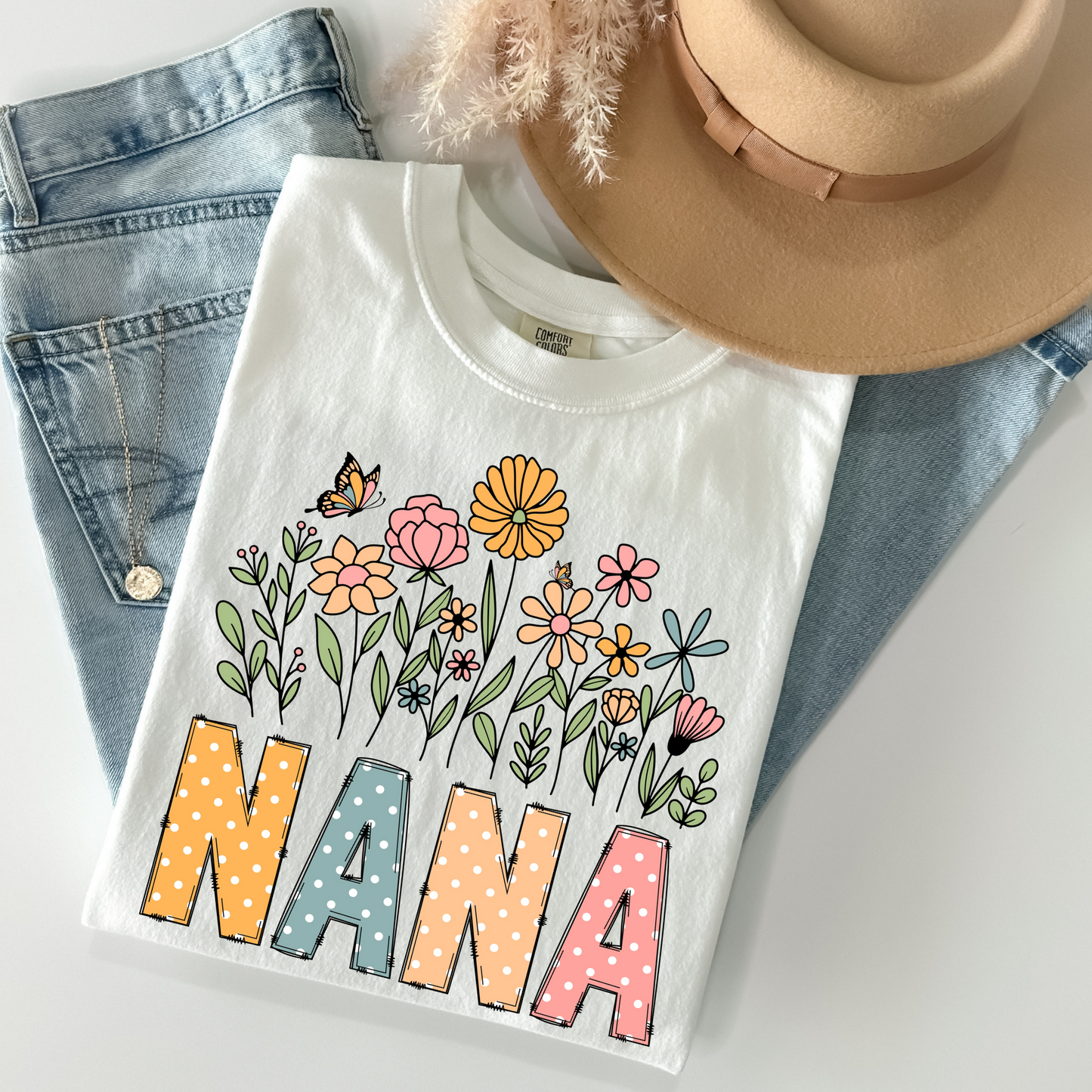 Nana (Polka Dot) Floral  Full Color DTF Transfer