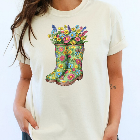 Spring Floral Boots Full Color DTF Transfer