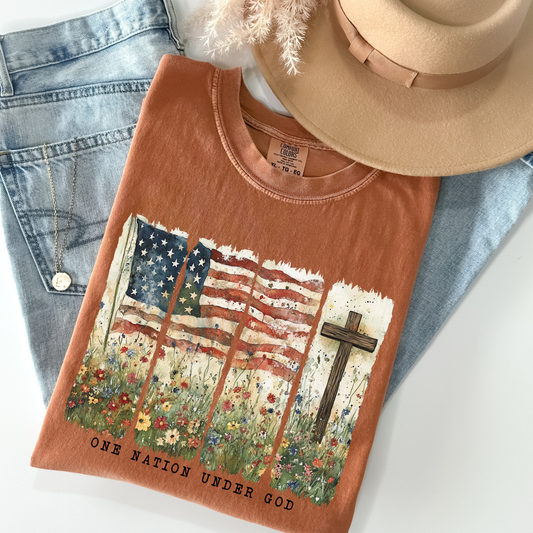 One Nation Under God Full Color DTF Transfer