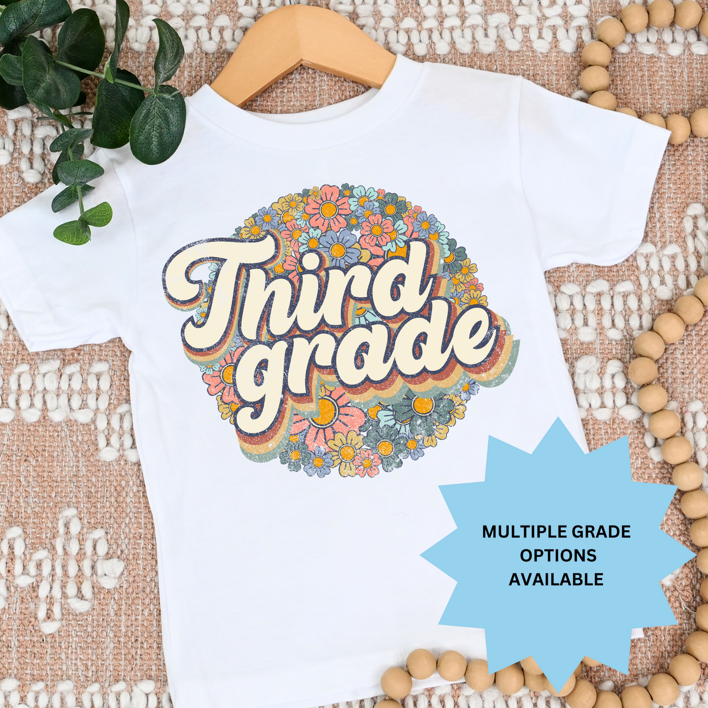Floral Circle Grade (MULTI GRADE OPTIONS) Checkered Back To School Full Color DTF Transfers
