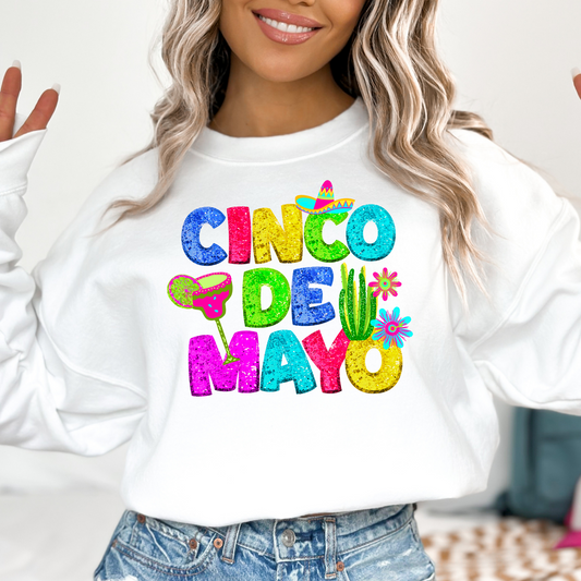 Cinco De Mayo (Faux Sequin) Full Color DTF Transfer