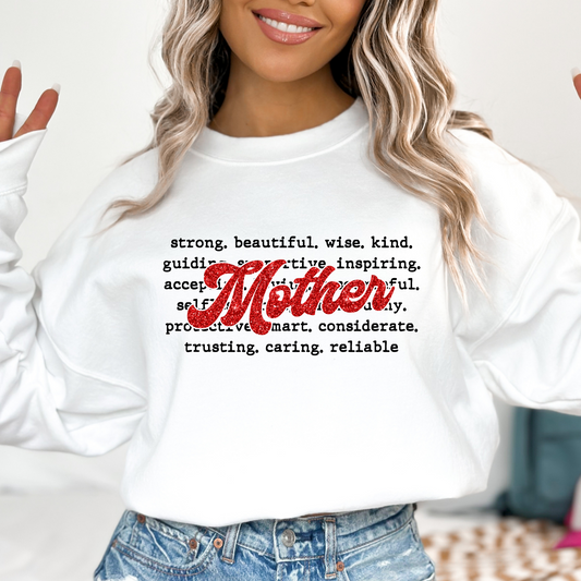 Mother - Faux Glitter (Text Background) Full Color DTF Transfer