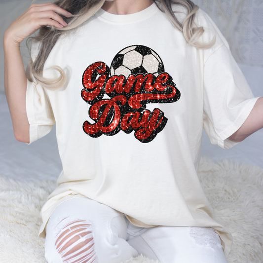 Game Day Soccer (Sequin Red) Full Color DTF Transfer