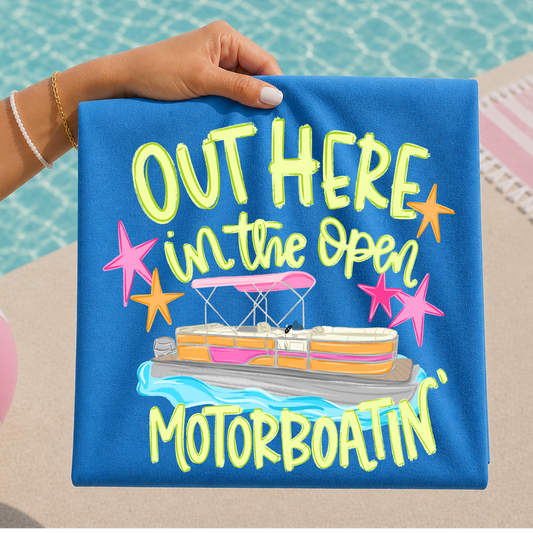 Out Here In The Open Motorboatin' Full Color DTF Transfer