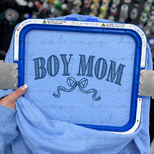 Boy Mom Bow Embroidered Sweatshirt/T-Shirt