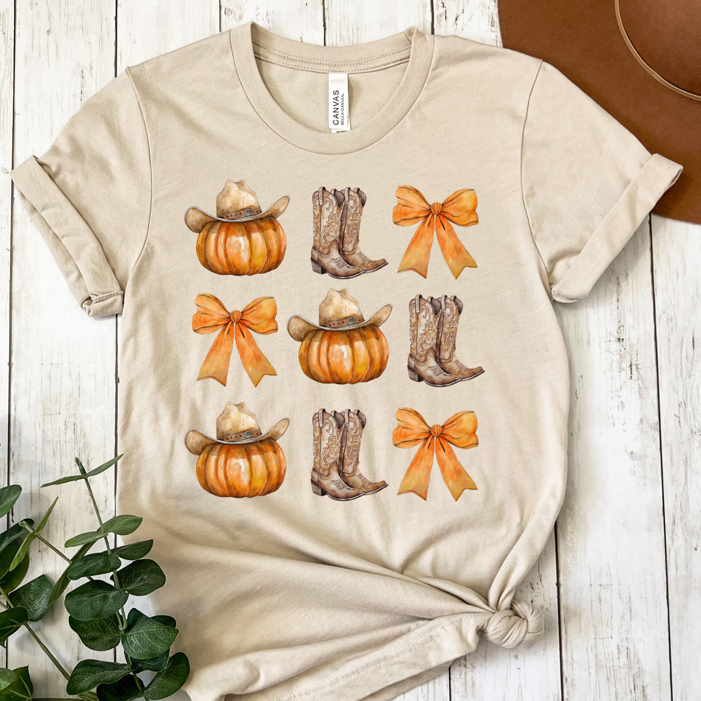 Pumpkins and Western Boots Full Color DTF Transfer