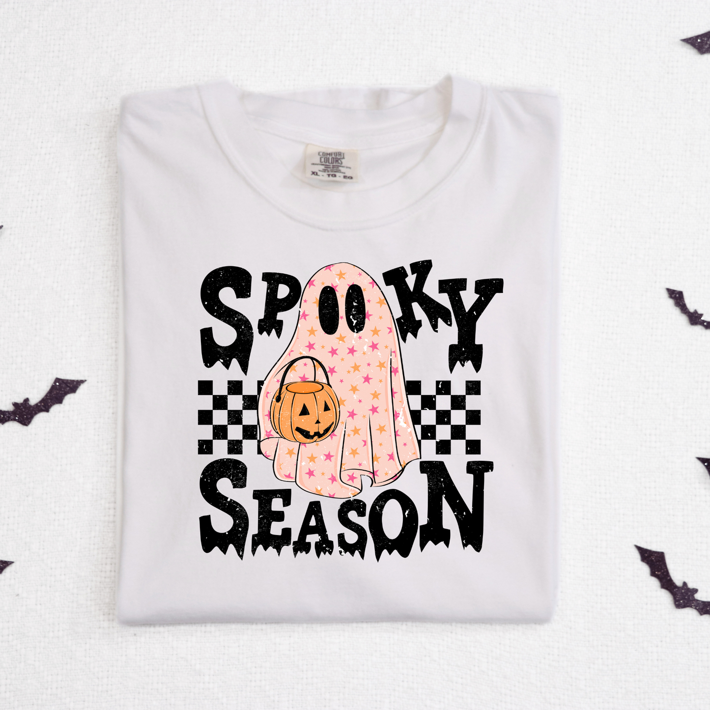 Spooky Season Pink Ghost Full Color DTF Transfer