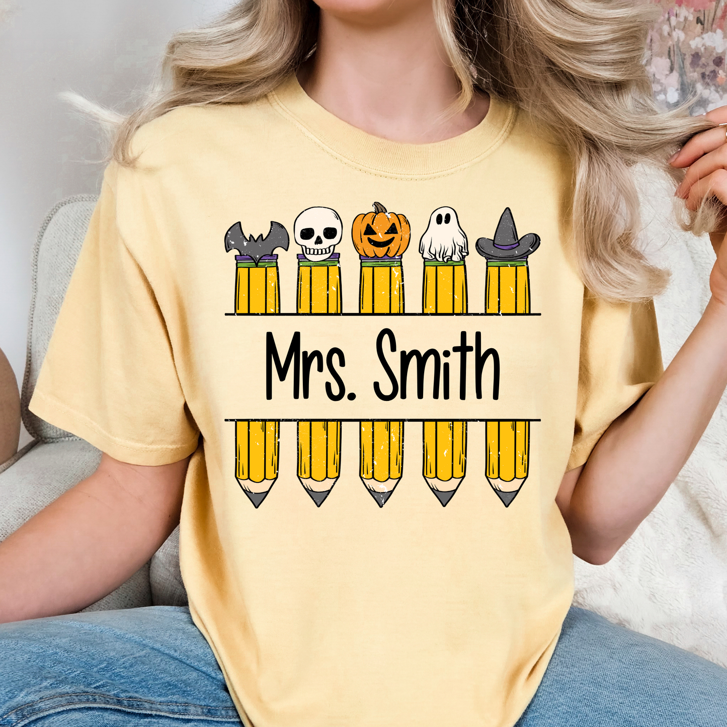 Personalized Halloween Pencils Full Color DTF Transfer