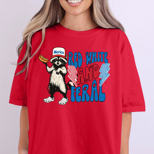 Red White And Feral Full Color DTF Transfer