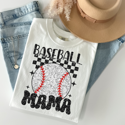 Baseball Mama (Faux Glitter) Full Color DTF Transfer