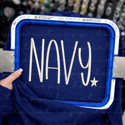 Navy (Hand Lettered) Embroidered Sweatshirt/T-Shirt