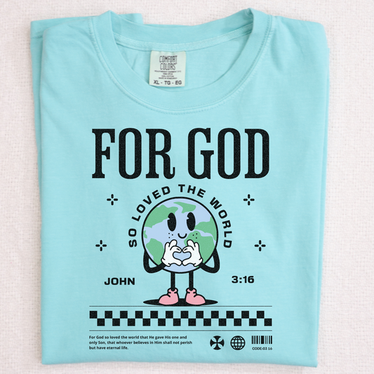 For God (Globe) John 3:16 Full Color DTF Transfer