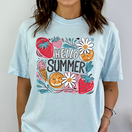 Hello Summer Full Color DTF Transfer
