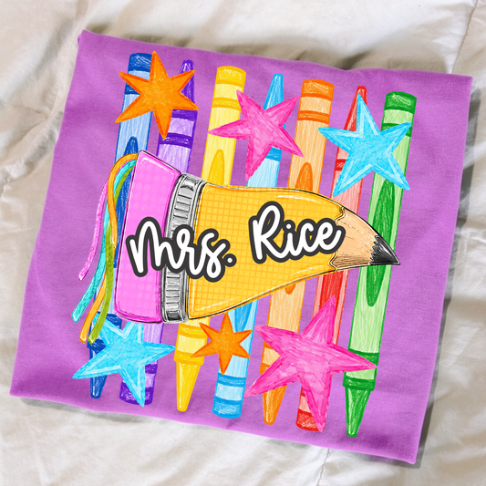 Personalized Pendent (Crayon Background) Full Color DTF Transfer