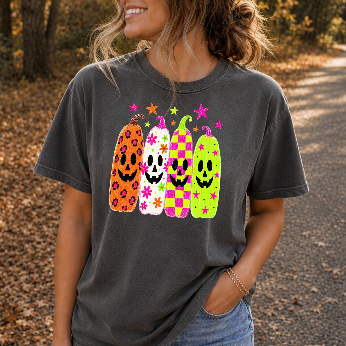 Preppy Colorful Tall Pumpkins Full Color DTF Transfer