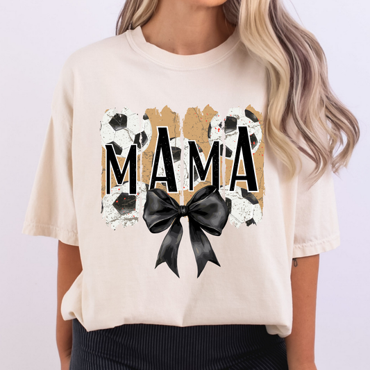 Mama Soccer w/Bow Full Color DTF Transfer