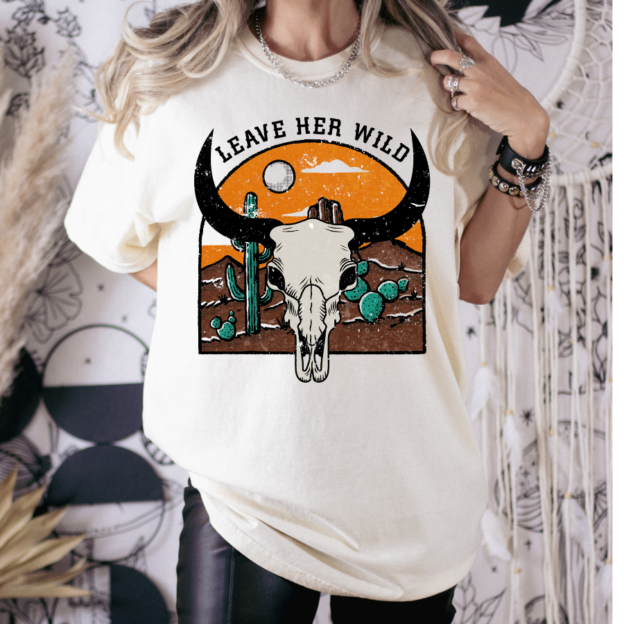 Leave Her Wild (Skull/Desert) Full Color DTF Transfer