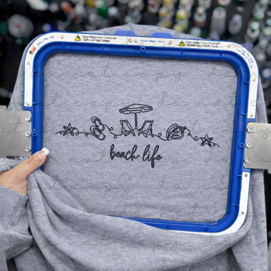 Beach Life (Line Art) Embroidered Sweatshirt/T-Shirt