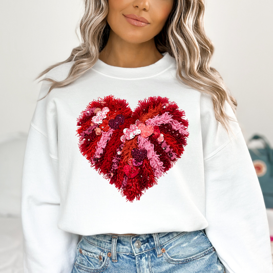 Heart (Faux Sequin/Thread) Full Color DTF Transfer