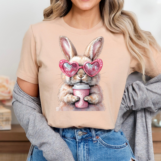 Bunny w/Glasses & Coffee Full Color DTF Transfer