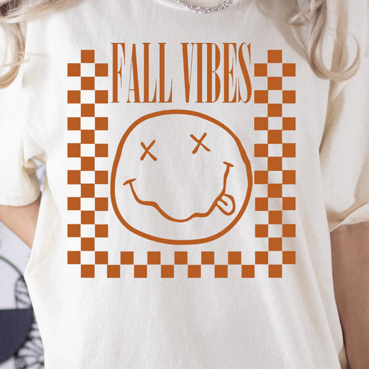 Fall Vibes (Checkered Outline) Full Color DTF Transfer